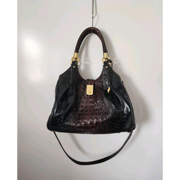BRAHMIN Elisa Satchel  EUC - Anthracite - Beautiful Color! Scuffs SEE - Picture 1 of 16